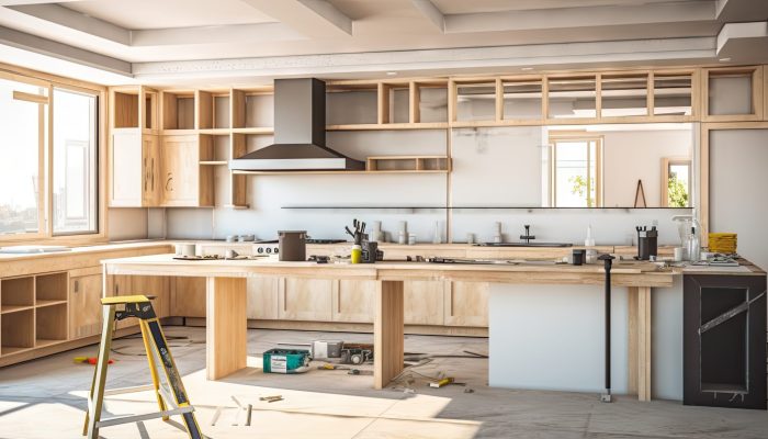 Preparing kitchen for installation of custom new features in modern home improvement